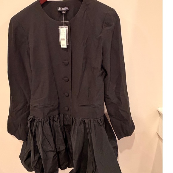 J. Crew Jackets & Blazers - J.Crew Lady Jacket Mixy Dress Black Bubble Hem Long Sleeve NWT Size 8 CP179